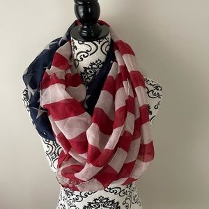 American Flag Patriotic Infinity Scarf Red White & Blue